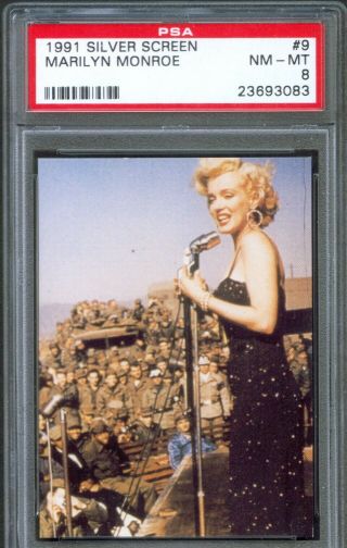 1991 Silver Screen Card 9 Marilyn Monroe Singing To The Troops In Korea Psa 8