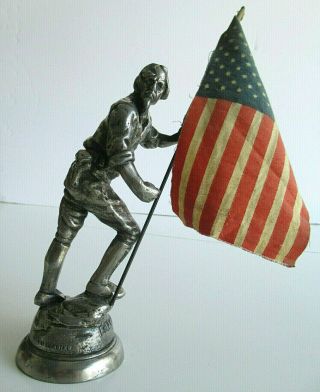 Antique Heavy Metal Casting Of Uncle Sam With Flag