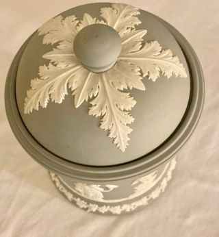 Antique Vintage Wedgwood Jasperware Gray Classical Canister Cameo England