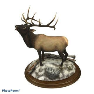 The Danbury " Winter Call " Bull Elk " Monarchs Of The Wilderness Sculpture "