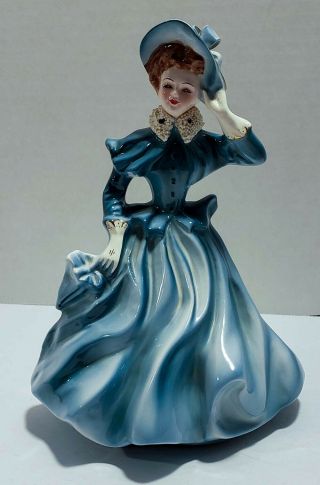 Vintage Florence Ceramics Figurine Jeanette Blue Dress & Hat