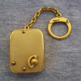 Vintage Swiss Made Gold Tone Reuge Ste - Croix Music Box Keychain Miniature Windup