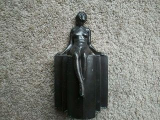 1930s ART DECO NUDE BOOKENDS BRONZE FINISH SPELTER METAL FIGURAL LADYS NR 2