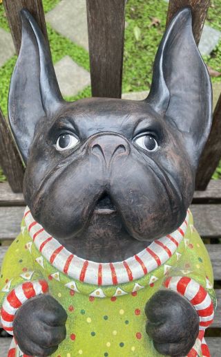 Retired Dept 56 Patience Brewster Krinkles Frenchie Display French Bulldog 18.  5”
