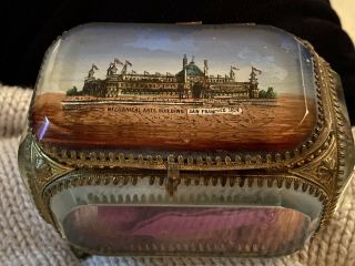 1894 San Francisco Ca Exposition Fair Bevel Glass Ormolu Casket Jewelry Box