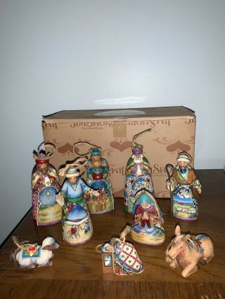 Jim Shore Heartwood Creek Set Of 9 Nativity Hanging Ornaments 4009284 - Euc W/box