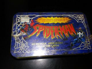 Spider - Man Collector Tin 20 Metal Set Metallic Impressions 1996 Factory