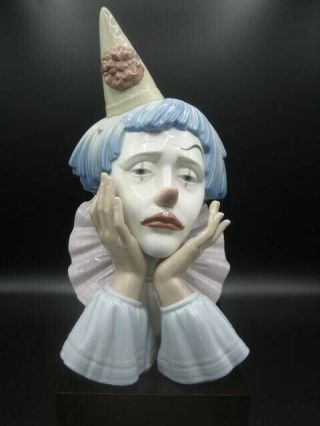 Lladro 5129 Sad Jester Clown Head Bust Figurine Gloss Figure