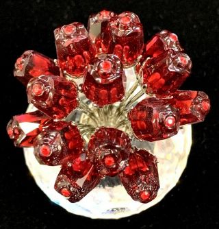 SWAROVSKI Crystal Vase of 15 Red Roses 2002 In Boxes Valentine Roses 3