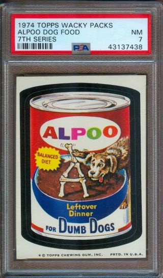 1974 Topps Wacky Packs 7th Series Alpoo Dog Food Psa 7