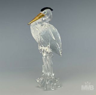 Retired Swarovski Austrian Crystal Silver Heron 7670 Signed Glass Figurine Jjl