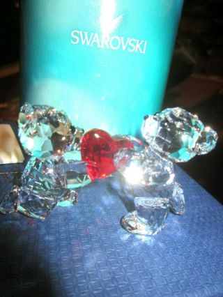 Swarovski Crystal Kris Bears Tugging On Red Heart My Heart Is Yours Mib