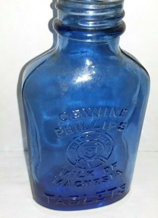 Vintage Phillips Blue Milk Of Magnesia Tablet 5 " Bottle