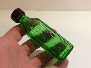 Small Antique Emerald Green Ridge Poison Bottle.  Screw Cap.