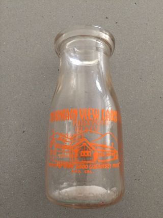 Vintage Milk Bottle - Half Pint - Mountain View Dairy,  Sonora,  California