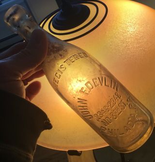 Antique John Devlin Blob Top Soda Bottle Philadelphia Pa Addresses Advertising