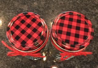 Pair (2) Vintage Kerr Pint Canning Jars with Lids Decorated Holiday Gift Coal 3