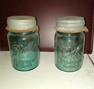 Vintage 1 & 7 Blue Ball Perfect Mason Fruit Canning Jar W/ Zinc Lid Cap Pint