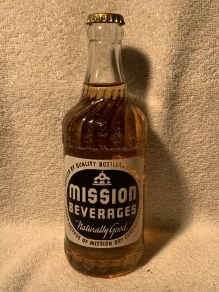Full 12oz Mission Pale Dry Ginger Ale Acl Soda Bottle Buffalo,  N.  Y.