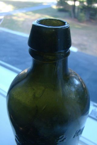 CLARKE & WHITE - YORK Iron Pontil Olive Green Mineral Water Bottle - 3