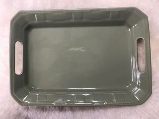 Longaberger Pottery Sage Green Handled Platter Serving Tray