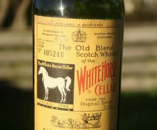1958 White Horse Cellar Whisky Bottle.  White Horse Whisky Bottle.  Ugb Dark Green
