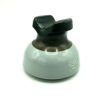 Vintage Sbt Porcelain Ceramic Glazed Electrical Insulator Usa 5 - 79 Grey Black