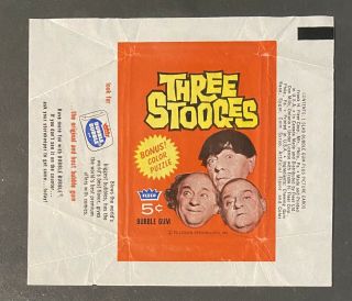 1966 Fleer Three Stooges 5 Cent Bubble Gum Wax Pack Wrapper