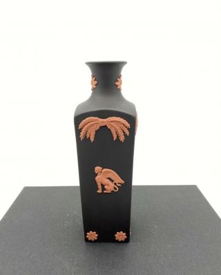Wedgwood Terracotta On Black Basalt Jasperware 5 1/4” Egyptian Bottle Vase