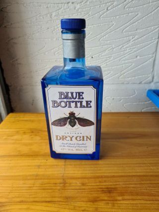 Blue Bottle Artisan Guernsey Dry Gin,  Empty Bottle With Stopper,  Immaculate