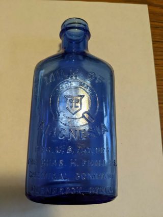 Vintage Blue Milk Of Magnesia Bottle The Chas.  H.  Phillips Chemical Co.