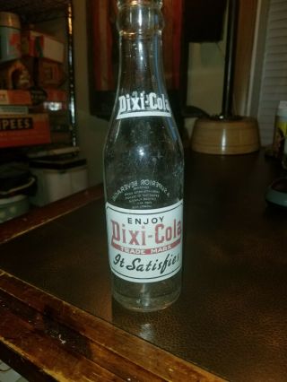 Vintage Retro Applied Label Soda Btl.  Dixi - Cola Baltimore Md.