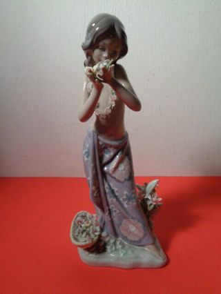 Lladro " Aroma Of The Islands " 1480 Figurine Made In Spain (9 By 4 By 2.  5 ")