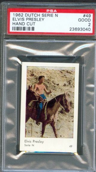 1962 Dutch Gum Card Serie N 49 Elvis Presley Flaming Star Riding Horse Psa 2