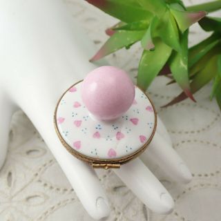 Limoges France Versailles Limited Edition Pink Hearts Baby Pacifier Trinket Box
