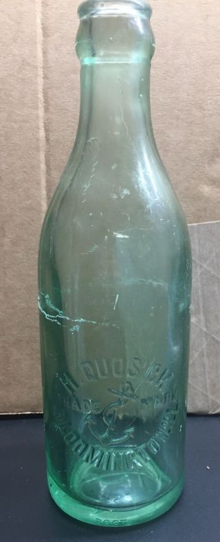 Early Crown Top Soda Bottle H Quosick Bloomington,  Ill.  Illinois Made By Root
