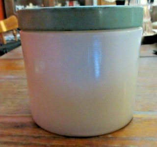 Vintage Milk Glass Jar With Aqua Lid Empty 4 " X 3 3/4 "