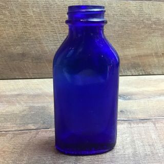 Vintage Cobalt Blue Glass Phillips Milk of Magnesia Medicine Bottle - 5” 3