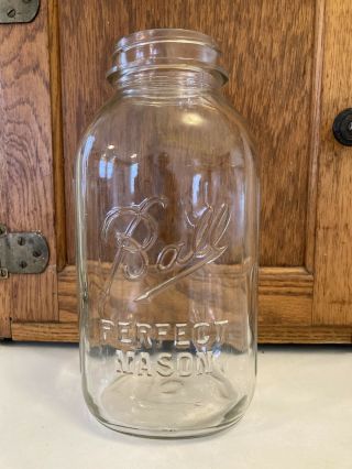 Vintage Square Half Gallon Ball Perfect Mason Clear Glass Canning Jar - No Chips