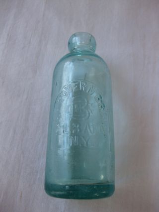 Antique Mcgovern Bros.  Albany N.  Y.  Blob Top Aqua Glass Soda Bottle