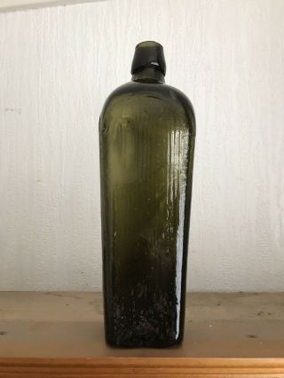 Antique Dutch Case Gin Bottle - Lovely Olive Green Colour - Old Gin Bottle