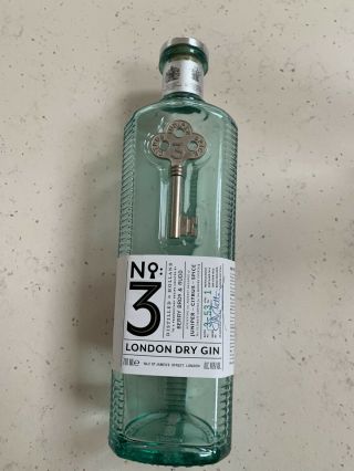 Empty No.  3 London Dry Gin Empty Bottle Light Green Glass Triangular Shape