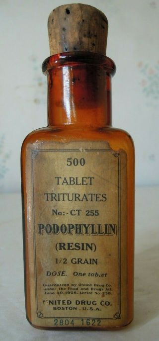 Podophyllin (resin) - Triturates - Medicine Bottle - United Drug Co.  - Boston