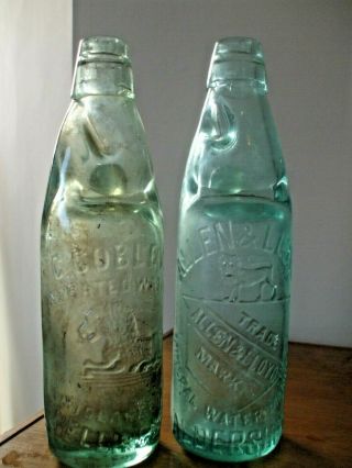 2 Old Codd Bottles 10 Oz Aldershot And Wellingboro Lions.