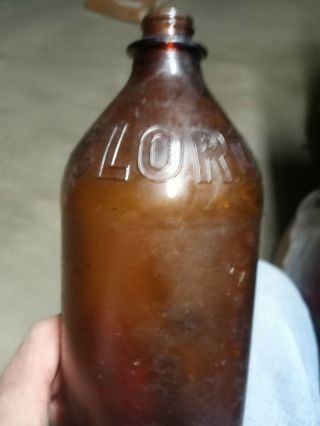 Vintage Grip Glass Clorox Bottle Brown Textured 16 Oz
