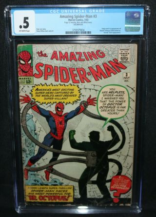 Spider - Man 3 - Origin & 1st App Of Doctor Octopus - Cgc Grade.  5 - 1963