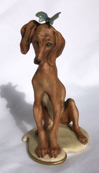 Capodimonte 1959 Giuseppe Cappe Porcelain Figurine Dog With Butterfly