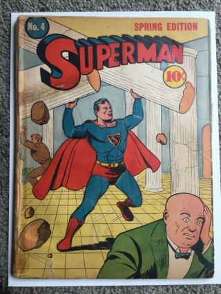 Rare 1940 Golden Age Superman 4 Classic Cover Complete