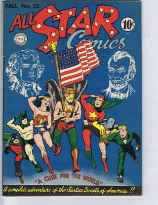 All Star Comics 22 Dc 1944 Classic Flag Cover