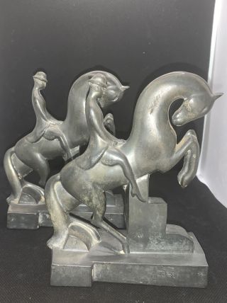Vintage Horse Bookends Art Deco Bronze Bronz Art 6 1/2” T X 5”